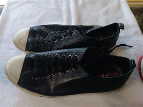 Prada Sport Black Leather Low Top Sneakers 4E1938 Prada 